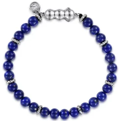 Outlet Gabriel & Co. 925 Sterling Silver and 6mm Lapis Beaded Bracelet
