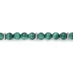 Best Gabriel & Co. 925 Sterling Silver and 6mm Malachite Beaded Bracelet
