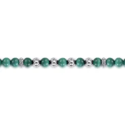 New Gabriel & Co. 925 Sterling Silver and 6mm Malachite Beaded Bracelet