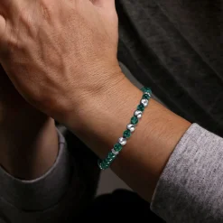 Outlet Gabriel & Co. 925 Sterling Silver and 6mm Malachite Beaded Bracelet