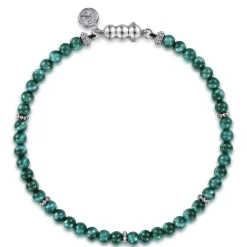 Online Gabriel & Co. 925 Sterling Silver and 4mm Malachite Beaded Bracelet