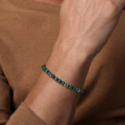 Gabriel & Co. 925 Sterling Silver and 6mm Malachite Beaded Bracelet