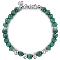 Clearance Gabriel & Co. 925 Sterling Silver and 6mm Malachite Beaded Bracelet