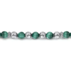 Clearance Gabriel & Co. 925 Sterling Silver and 6mm Malachite Beaded Bracelet