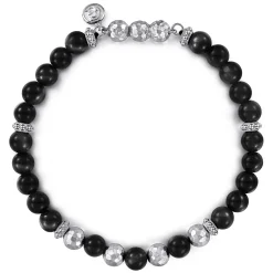 Hot Gabriel & Co. 925 Sterling Silver and 6mm Onyx Beaded Bracelet