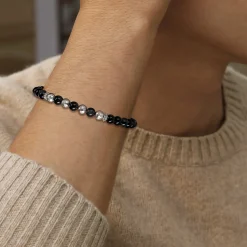 Clearance Gabriel & Co. 925 Sterling Silver and 6mm Onyx Beaded Bracelet