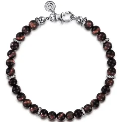 Online Gabriel & Co. Sterling Silver and 6mm Tiger Eye Beaded Bracelet