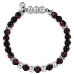 Clearance Gabriel & Co. 925 Sterling Silver and 6mm Tiger Eye Beaded Bracelet