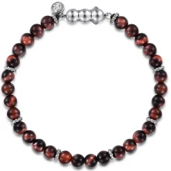 Outlet Gabriel & Co. 925 Sterling Silver and 6mm Tiger Eye Beads Bracelet