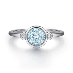 Gabriel & Co. 925 Sterling Silver Aquamarine and Diamond Ring