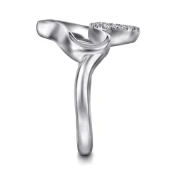 Discount Gabriel & Co. 925 Sterling Silver Asymmetrical Open Heart White Sapphire Ring