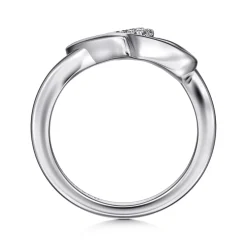 Discount Gabriel & Co. 925 Sterling Silver Asymmetrical Open Heart White Sapphire Ring