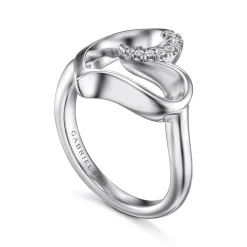 Discount Gabriel & Co. 925 Sterling Silver Asymmetrical Open Heart White Sapphire Ring