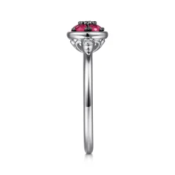 Hot Gabriel & Co. 925 Sterling Silver Bezel Set Diamond and Ruby Cluster Ring