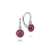 Discount Gabriel & Co. 925 Sterling Silver Bezel Set Diamond and Round Ruby Cluster Leverback Earrings