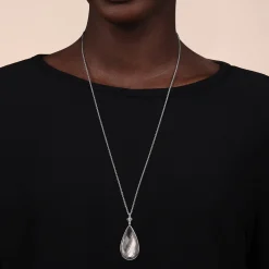 Online Gabriel & Co. 925 Sterling Silver Black Mother of Pear Boublet Bujukan Teardrop Necklace