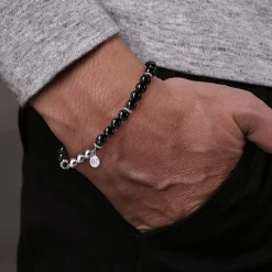 Hot Gabriel & Co. 925 Sterling Silver Black Onyx Beaded Bracelet