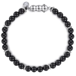 Hot Gabriel & Co. 925 Sterling Silver Black Onyx Beaded Bracelet