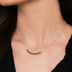 Best Gabriel & Co. 925 Sterling Silver Black Spinel Bujukan Bar Necklace