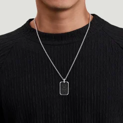 Clearance Gabriel & Co. 925 Sterling Silver Black Spinel Dog Tag Pendant
