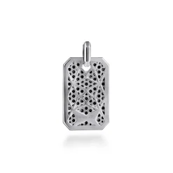 Clearance Gabriel & Co. 925 Sterling Silver Black Spinel Dog Tag Pendant