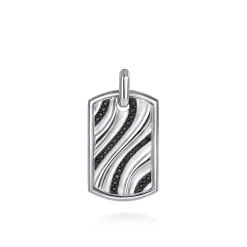 Best Gabriel & Co. 925 Sterling Silver Black Spinel Dog Tag Pendant