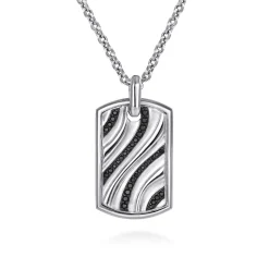 Best Gabriel & Co. 925 Sterling Silver Black Spinel Dog Tag Pendant