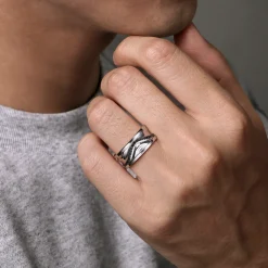 Gabriel & Co. 925 Sterling Silver Black Spinel Men's Fashion Ring