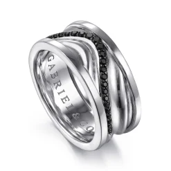 Gabriel & Co. 925 Sterling Silver Black Spinel Men's Fashion Ring