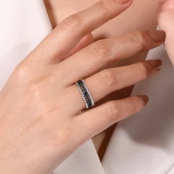 Gabriel & Co. 925 Sterling Silver Black Spinel Bujukan Easy Stackable Ladies Ring