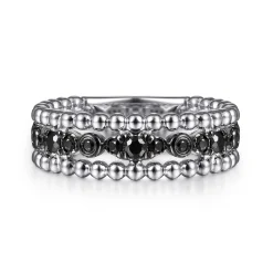 Gabriel & Co. 925 Sterling Silver Black Spinel Bujukan Easy Stackable Ladies Ring