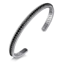 Best Gabriel & Co. 925 Sterling Silver Black Spinel Bujukan Bead Cuff Bracelet