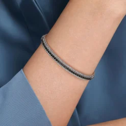 Best Gabriel & Co. 925 Sterling Silver Black Spinel Bujukan Bead Cuff Bracelet