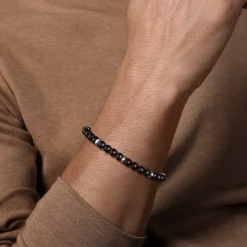 Best Gabriel & Co. 925 Sterling Silver Black Titanium Beaded Bracelet 6mm