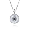 Gabriel & Co. 925 Sterling Silver Blue Sapphire and White Sapphire Medallion Pendant 24mm-Bujukan