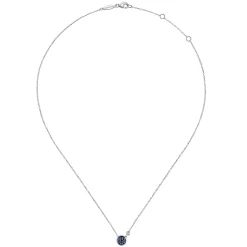 Discount Gabriel & Co. 925 Sterling Silver Blue Sapphire Cluster And Diamond Pendant Necklace