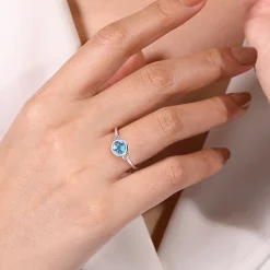 Online Gabriel & Co. 925 Sterling Silver Blue Topaz and Diamond Ring