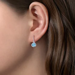 Hot Gabriel & Co. 925 Sterling Silver Blue Topaz and Diamond Leverback Earrings