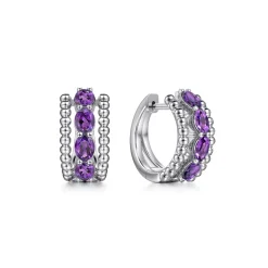 Discount Gabriel & Co. 925 Sterling Silver Bujukan Amethyst Huggie Earrings