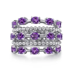 Online Gabriel & Co. 925 Sterling Silver Bujukan Amethyst Easy Stackable Ring