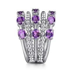 Online Gabriel & Co. 925 Sterling Silver Bujukan Amethyst Easy Stackable Ring