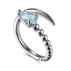 Clearance Gabriel & Co. 925 Sterling Silver Bujukan and Aquamarine Bypass Ring