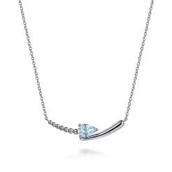 Best Gabriel & Co. 925 Sterling Silver Bujukan and Aquamarine Bypass Bar Necklace