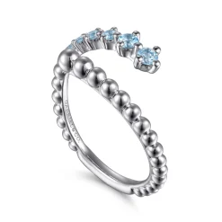 New Gabriel & Co. 925 Sterling Silver Bujukan and Blue Topaz Bypass Ring