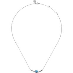 Online Gabriel & Co. 925 Sterling Silver Bujukan and Blue Topaz Bypass Bar Necklace