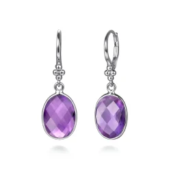 Best Gabriel & Co. 925 Sterling Silver Bujukan and Bezel Amethyst Drop Earrings