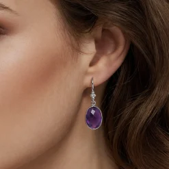 Best Gabriel & Co. 925 Sterling Silver Bujukan and Bezel Amethyst Drop Earrings