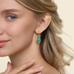 Hot Gabriel & Co. 925 Sterling Silver Bujukan and Bezel Green Onyx Drop Earrings