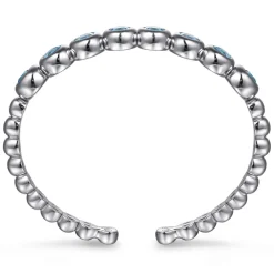 Clearance Gabriel & Co. 925 Sterling Silver Bujukan and Blue Topaz Open Bangle