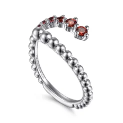 Sale Gabriel & Co. 925 Sterling Silver Bujukan and Garnet Bypass Ring